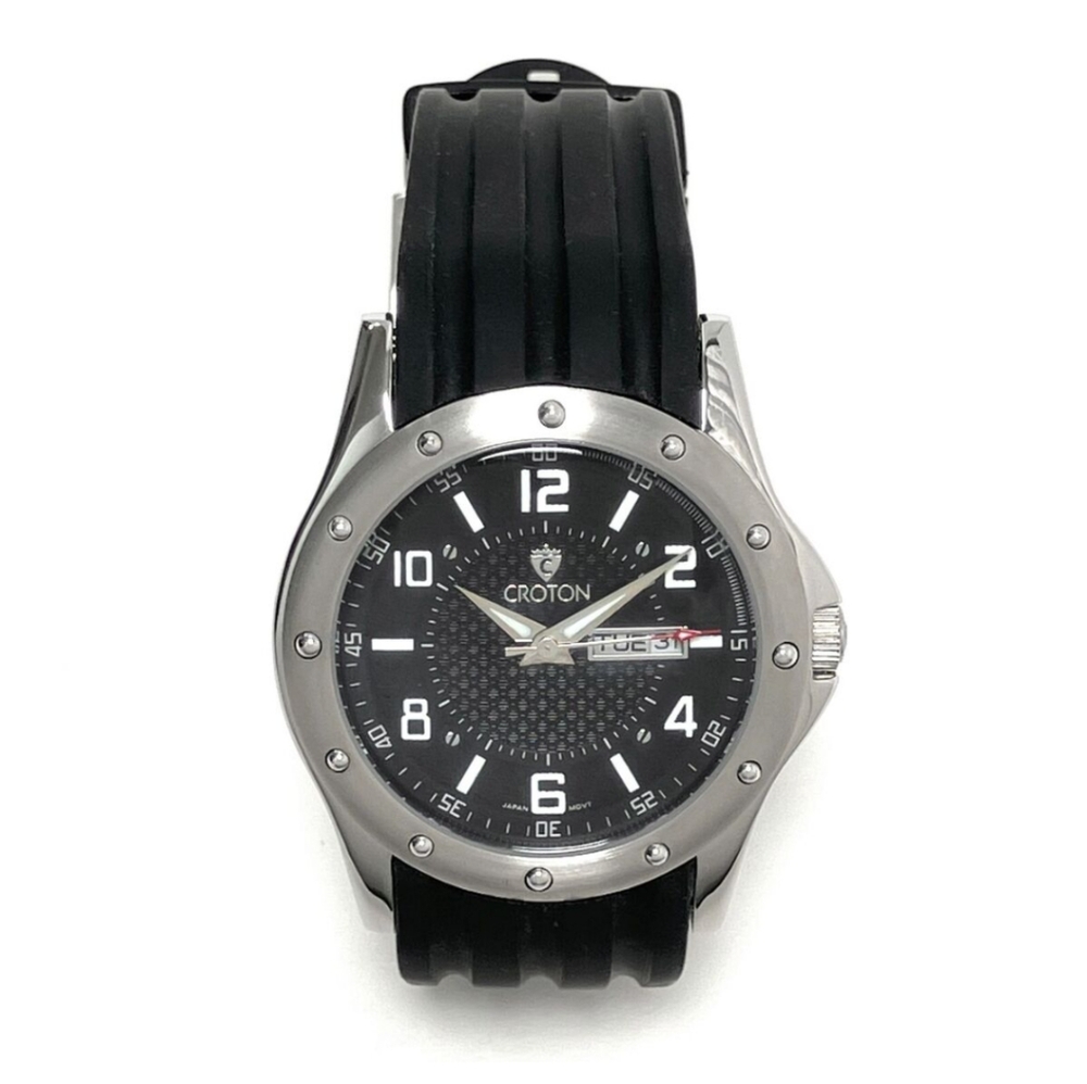 Croton Men's Black Rubber Stainless Steel Watch CA301108